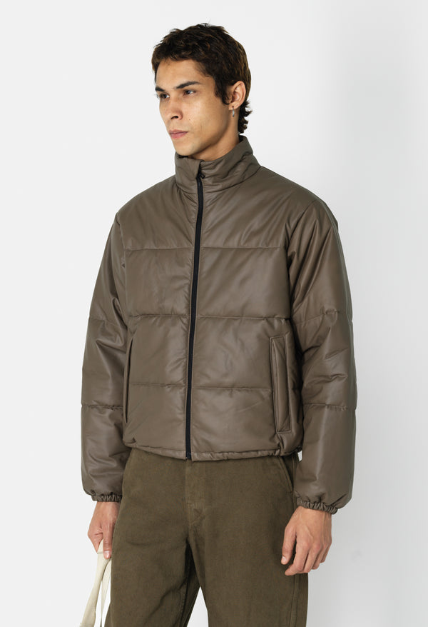 John Elliott Leather Pico Puffer Taupe
