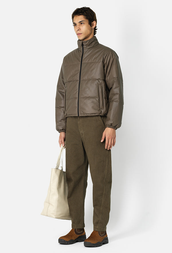 John Elliott Leather Pico Puffer Taupe