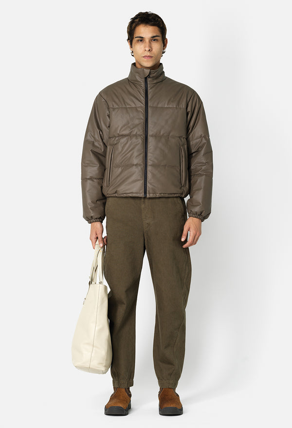 john elliott Leather Pico Puffer Taupe