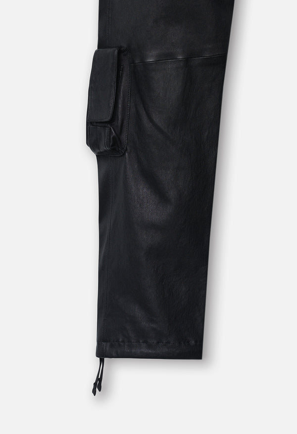 John Elliott Leather Slim Tactical Cargo Black