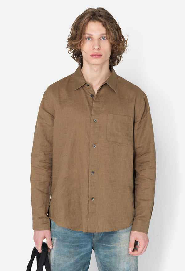 John Elliott Linen Cloak Button Up Brown
