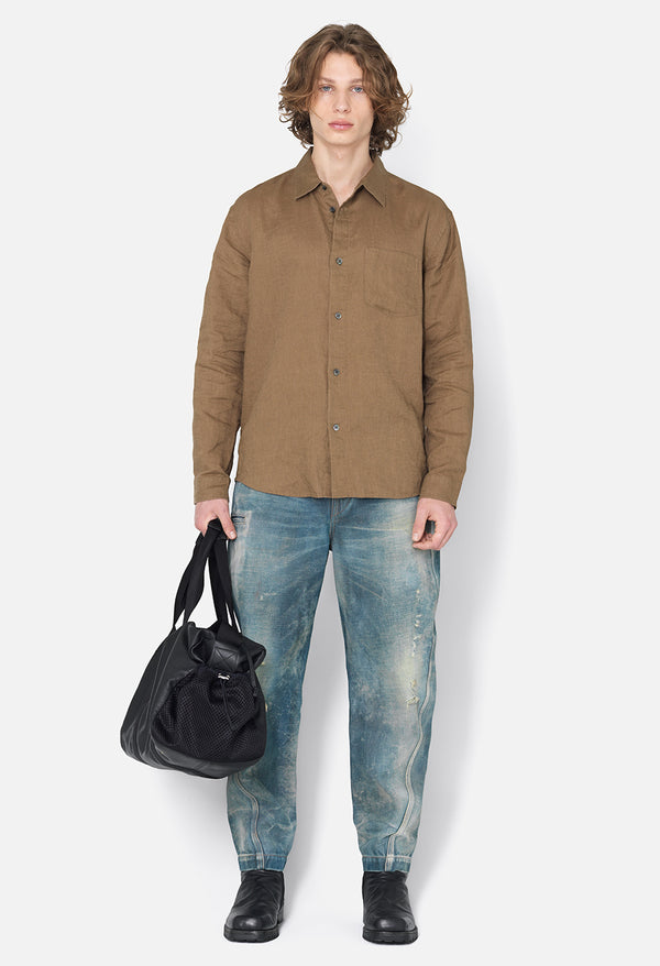 John Elliott Linen Cloak Button Up Brown