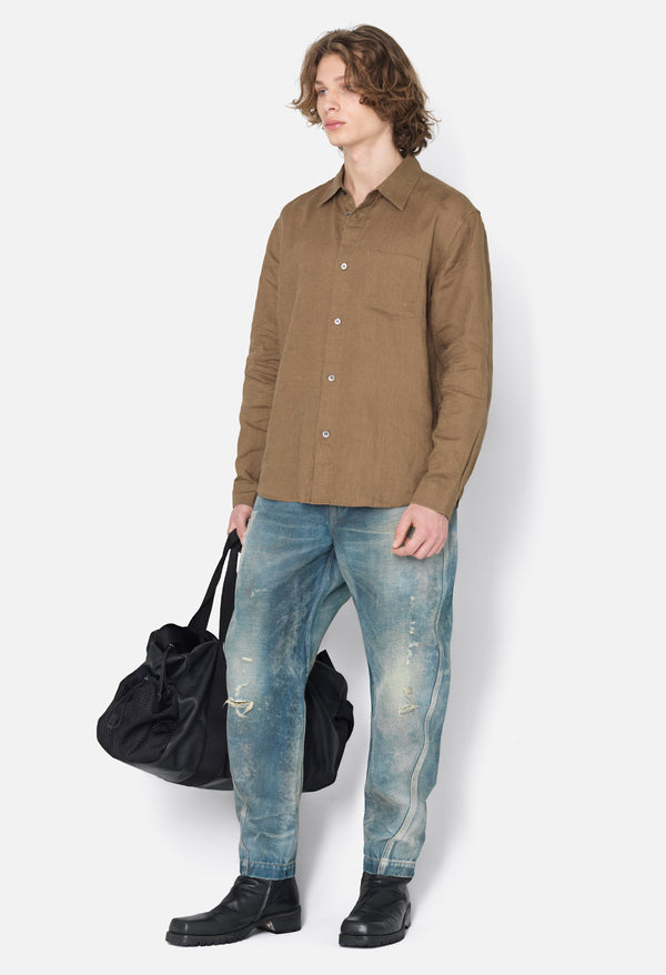 John Elliott Linen Cloak Button Up Brown