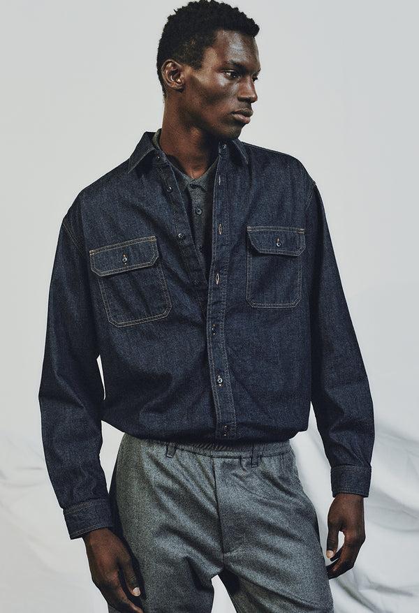 John Elliott Princeton Work Shirt Dark Indigo
