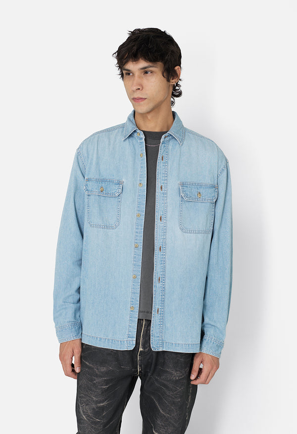 John Elliott Princeton Work Shirt Washed Indigo