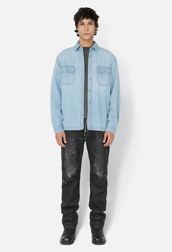 John Elliott Princeton Work Shirt Washed Indigo