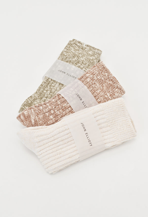 John Elliott Slub Socks Ivory X Natural