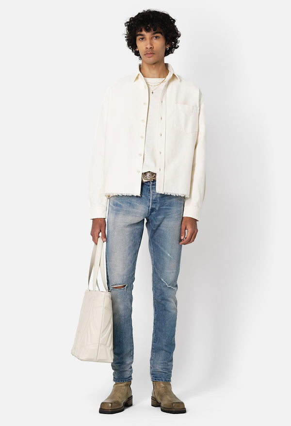 John Elliott Solid Hemi Oversized Shirt Salt