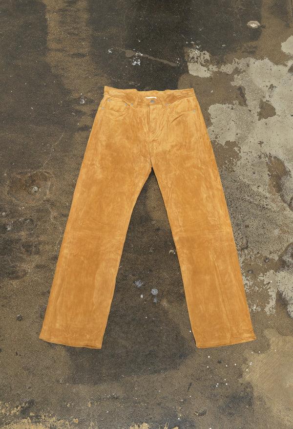 John Elliott Suede Sly High-Rise Straight Camel