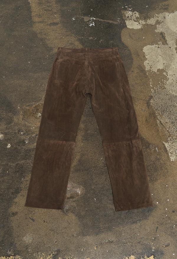 John Elliott Suede Sly High-Rise Straight Coffee