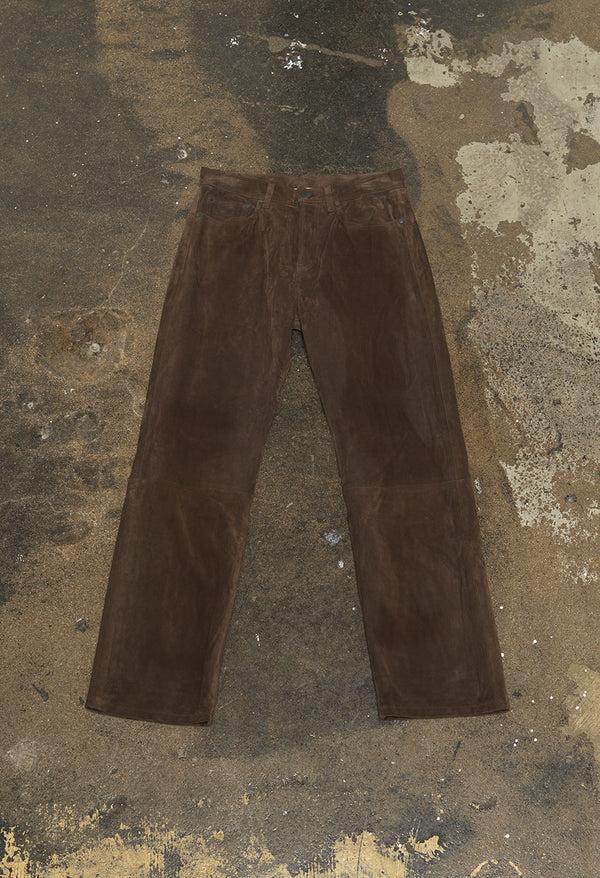 john elliott Suede Sly High-Rise Straight Coffee