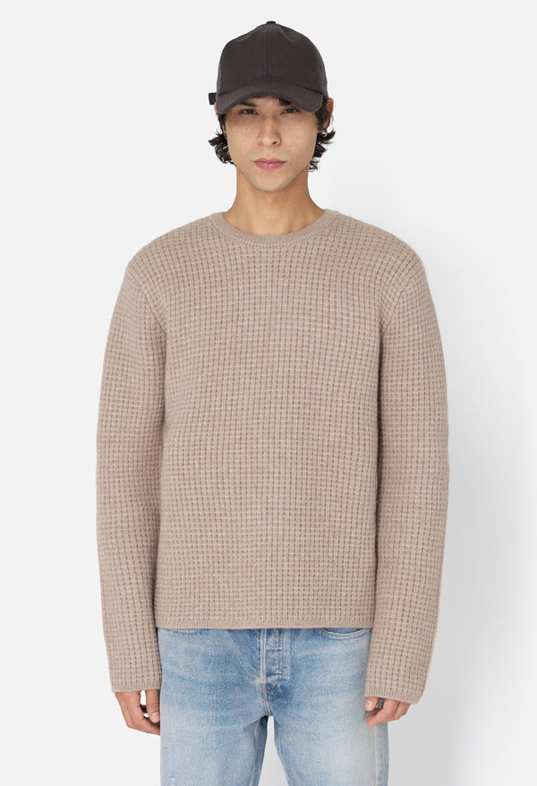 john elliott Wool Waffle Knit Crew Wheat