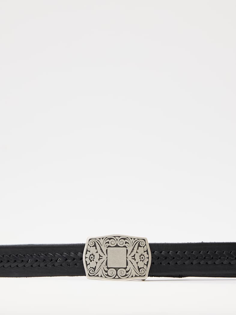 John Varvatos 25MM - WINSTON PLAQUE Accessories All Accessories Belts 25MM WINSTON PLAQUE BLACK