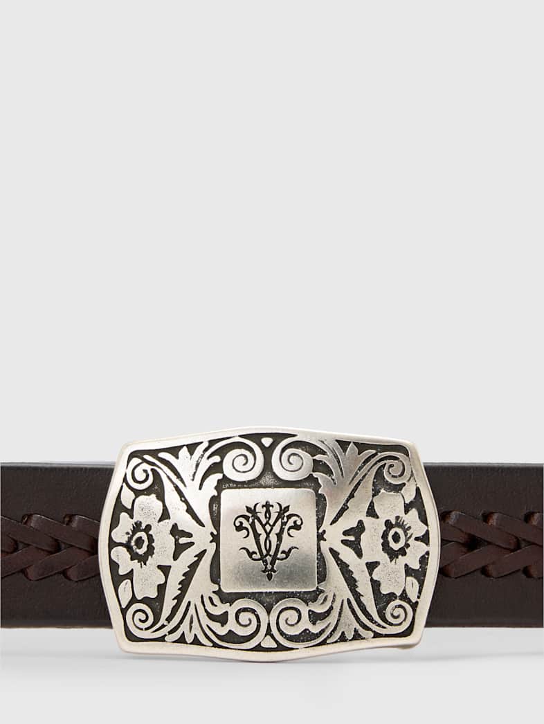 John Varvatos 25MM - WINSTON PLAQUE Accessories All Accessories Belts 25MM WINSTON PLAQUE CHOCOLATE