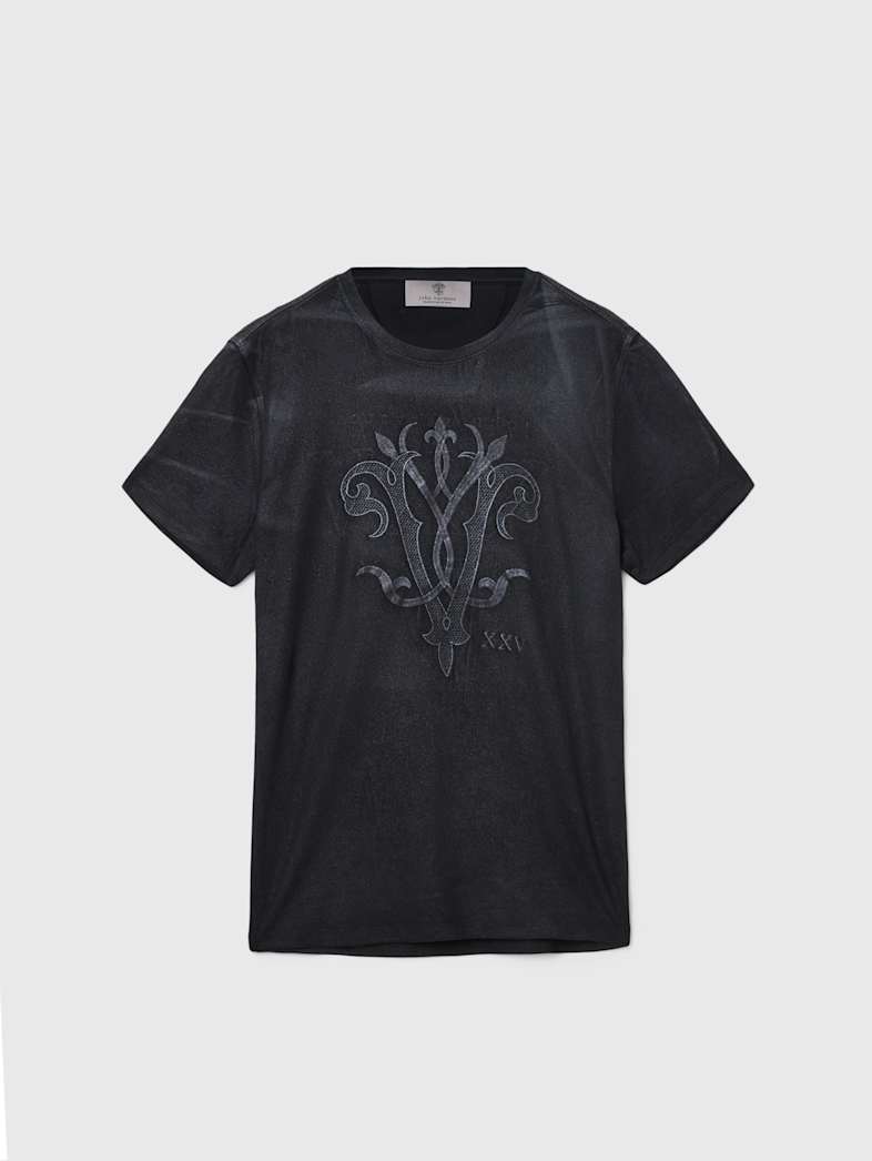 john varvatos 25TH ANNIVERSARY TEE Clothing Tops Graphic Tees 25TH ANNIVERSARY TEE BLACK