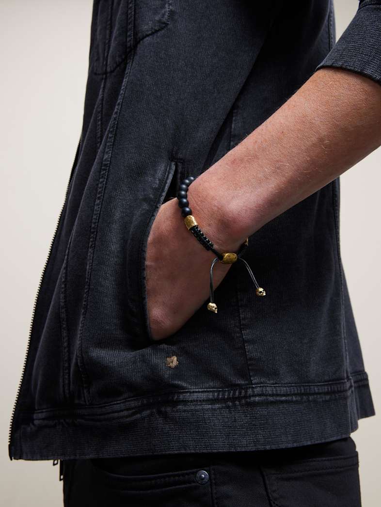 John Varvatos 8MM BRASS SKULL WITH COLOR BEADS BLACK