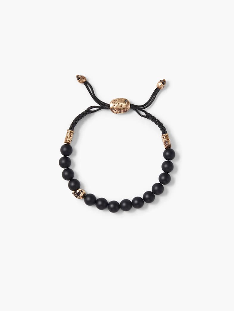 john varvatos 8MM BRASS SKULL WITH COLOR BEADS BLACK
