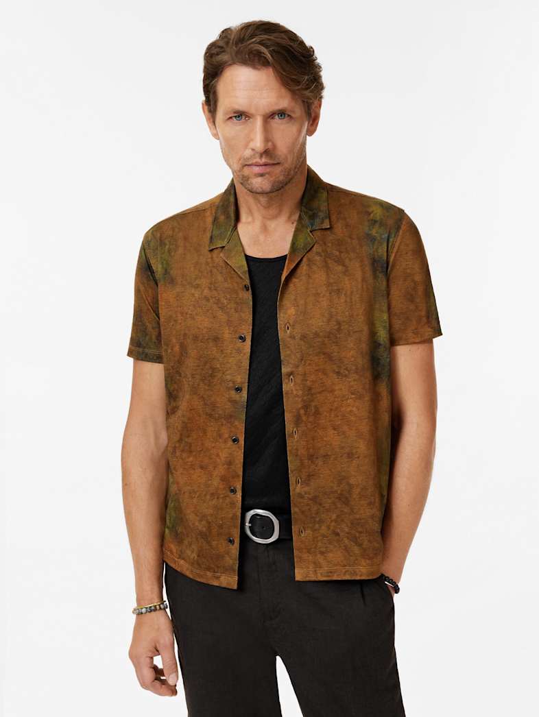 John Varvatos AGOSTA CAMP SHIRT Clothing Tops Shirts AGOSTA CAMP SHIRT SANDSTONE HT