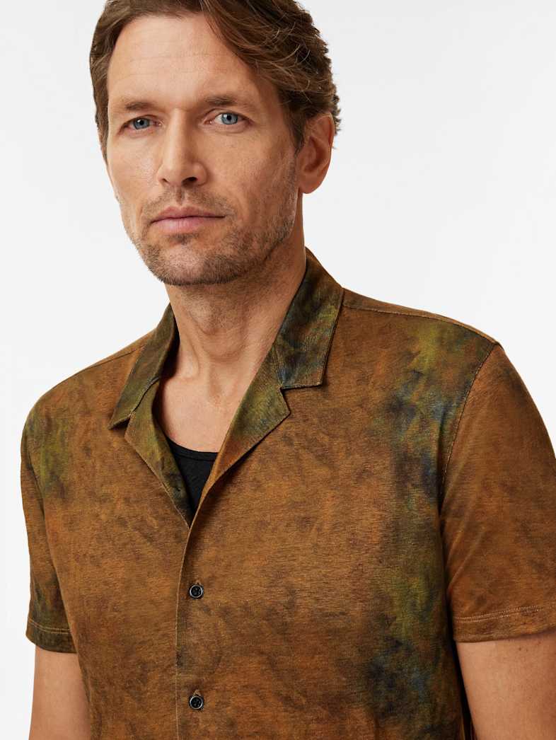 John Varvatos AGOSTA CAMP SHIRT Clothing Tops Shirts AGOSTA CAMP SHIRT SANDSTONE HT