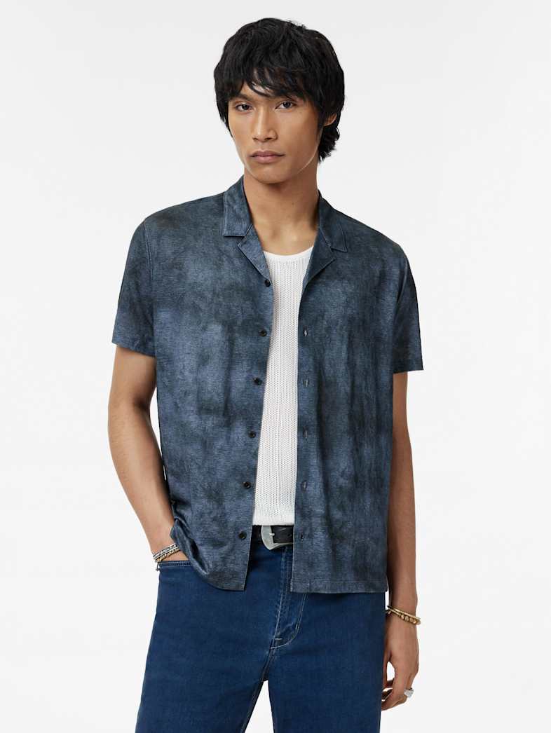 John Varvatos AGOSTA CAMP SHIRT Clothing Tops Shirts AGOSTA CAMP SHIRT EMPIRE BLUE