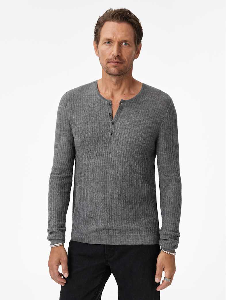 John Varvatos ALBANO HENLEY Clothing Tops Henleys ALBANO HENLEY GREY STONE