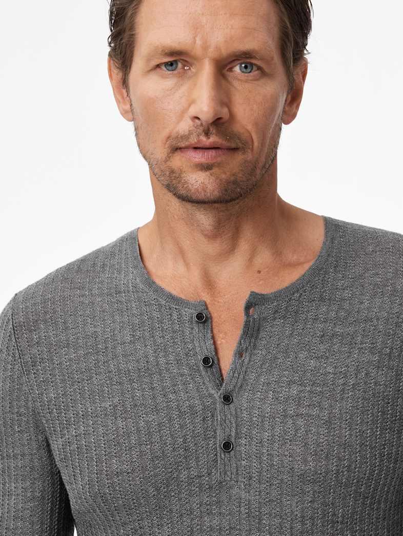 John Varvatos ALBANO HENLEY Clothing Tops Henleys ALBANO HENLEY GREY STONE