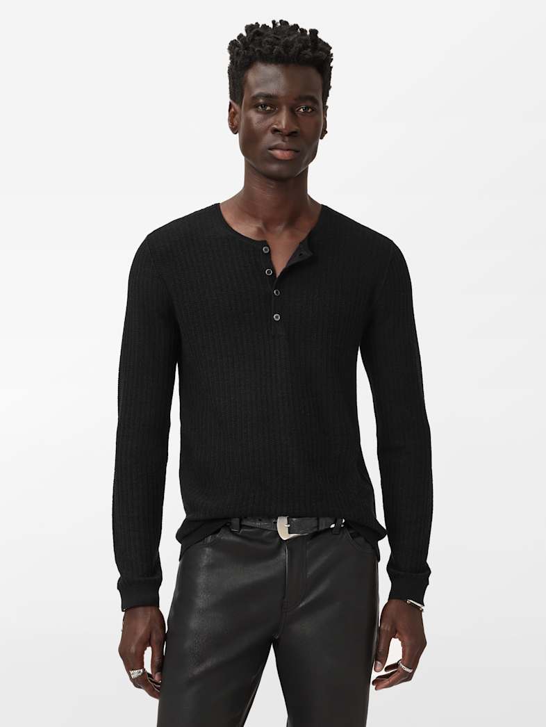 John Varvatos ALBANO HENLEY Clothing Tops Henleys ALBANO HENLEY BLACK