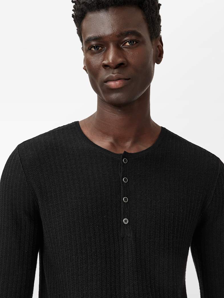John Varvatos ALBANO HENLEY Clothing Tops Henleys ALBANO HENLEY BLACK