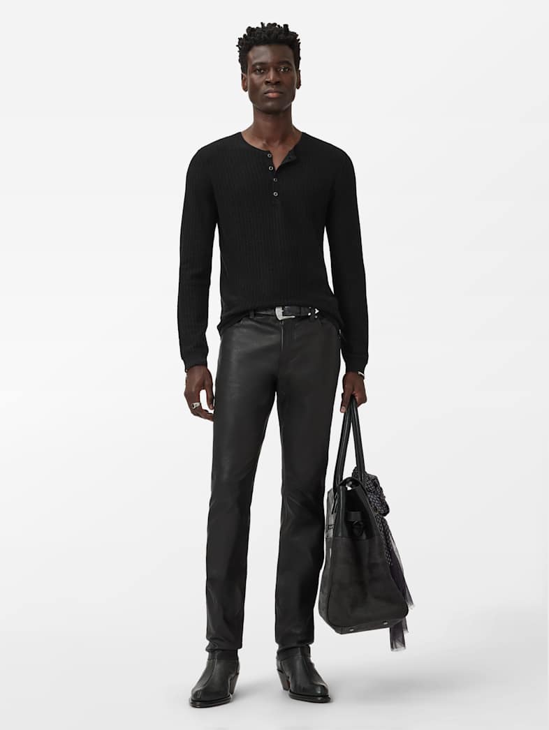 John Varvatos ALBANO HENLEY Clothing Tops Henleys ALBANO HENLEY BLACK