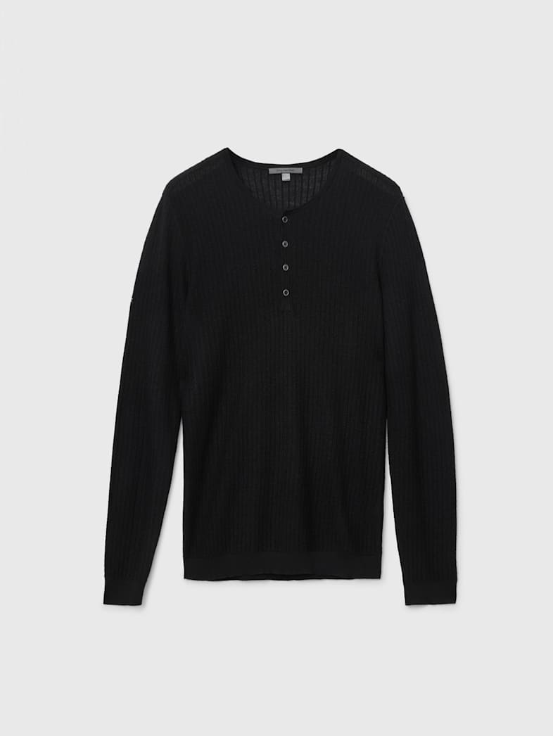 john varvatos ALBANO HENLEY Clothing Tops Henleys ALBANO HENLEY BLACK