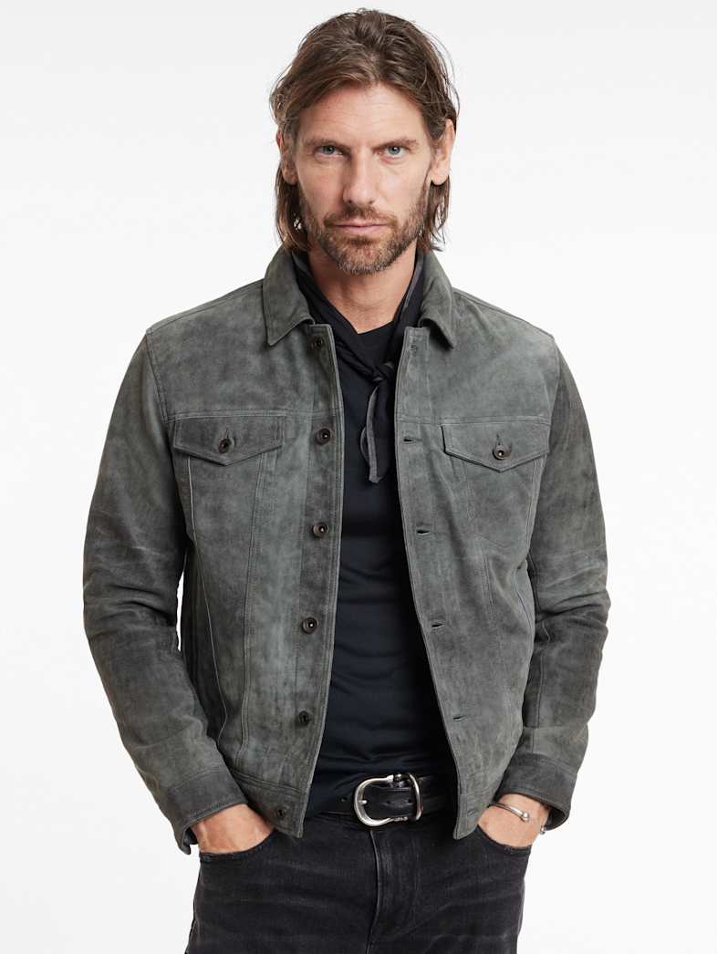 John Varvatos ANDREW TRUCKER JACKET Leather All Leather Leather Jackets ANDREW TRUCKER JACKET GREY STONE