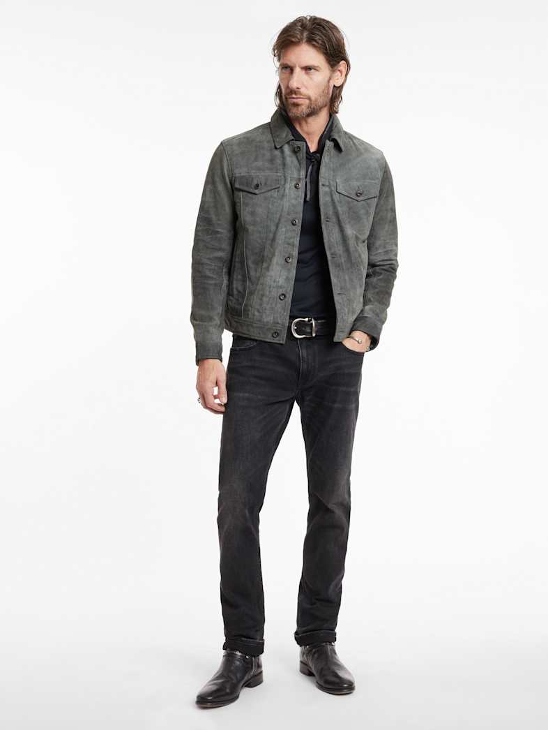 John Varvatos ANDREW TRUCKER JACKET Leather All Leather Leather Jackets ANDREW TRUCKER JACKET GREY STONE