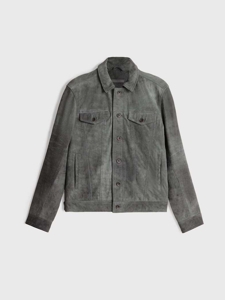 John Varvatos ANDREW TRUCKER JACKET Leather All Leather Leather Jackets ANDREW TRUCKER JACKET GREY STONE