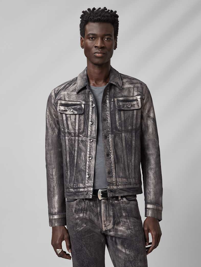 John Varvatos ANTHONY TRUCKER Clothing Tops Coats And Jackets ANTHONY TRUCKER MED GRY HTHR