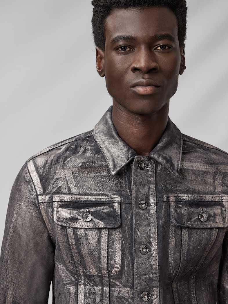 John Varvatos ANTHONY TRUCKER Clothing Tops Coats And Jackets ANTHONY TRUCKER MED GRY HTHR