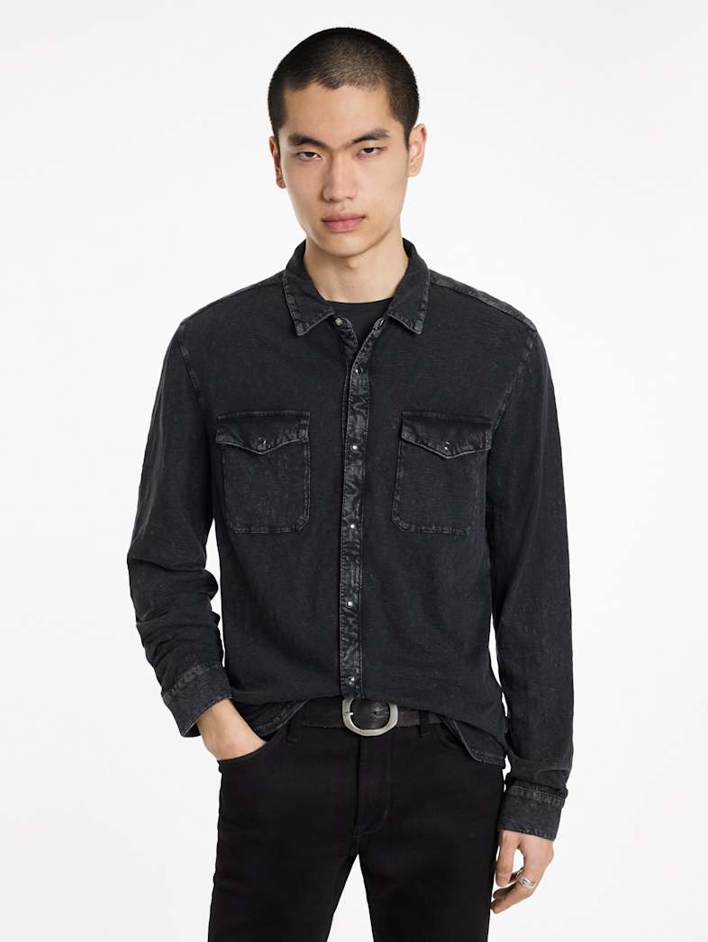 John Varvatos ARVON WESTERN SHIRT Clothing Featured JV ESSENTIALS ARVON WESTERN SHIRT CHARCOAL