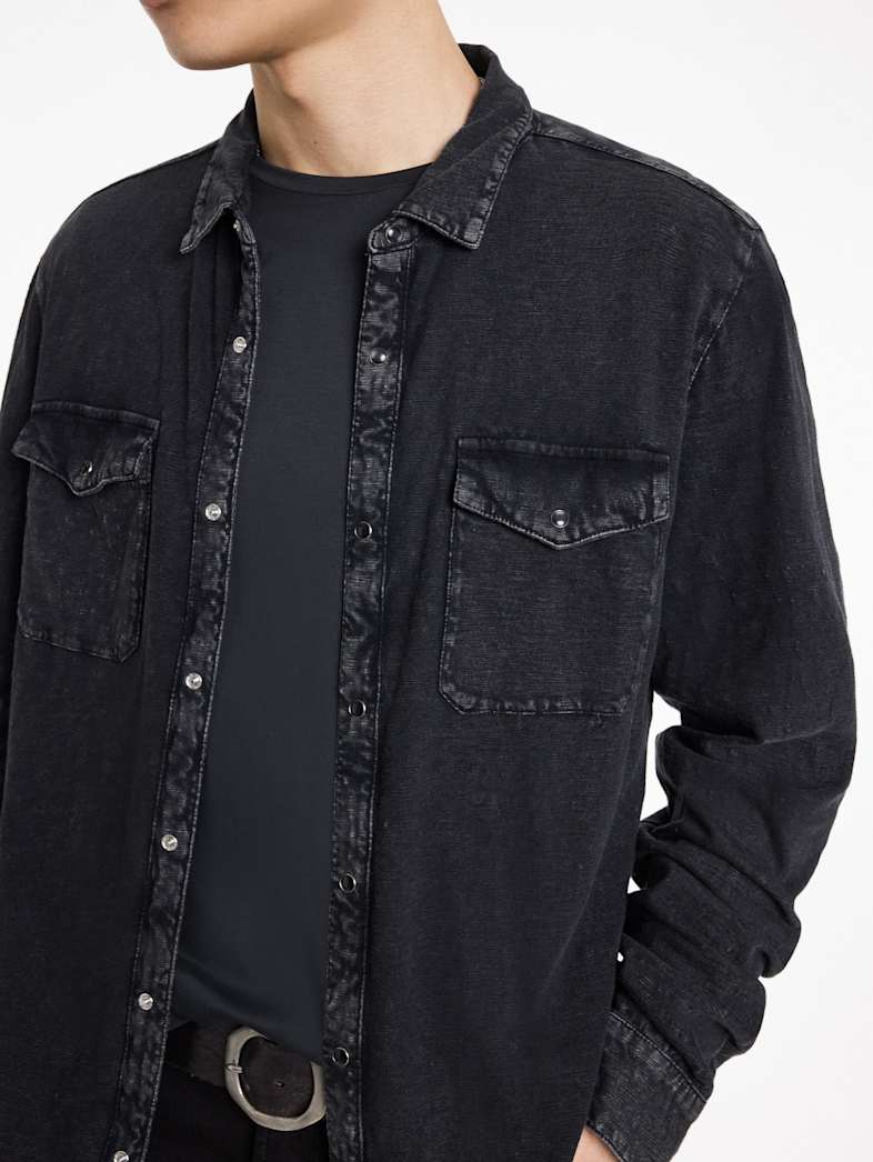 John Varvatos ARVON WESTERN SHIRT Clothing Featured JV ESSENTIALS ARVON WESTERN SHIRT CHARCOAL