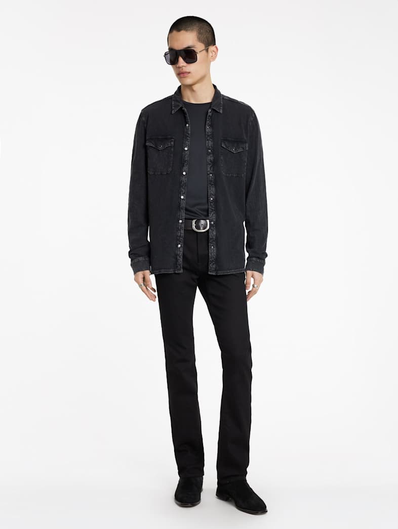 John Varvatos ARVON WESTERN SHIRT Clothing Featured JV ESSENTIALS ARVON WESTERN SHIRT CHARCOAL