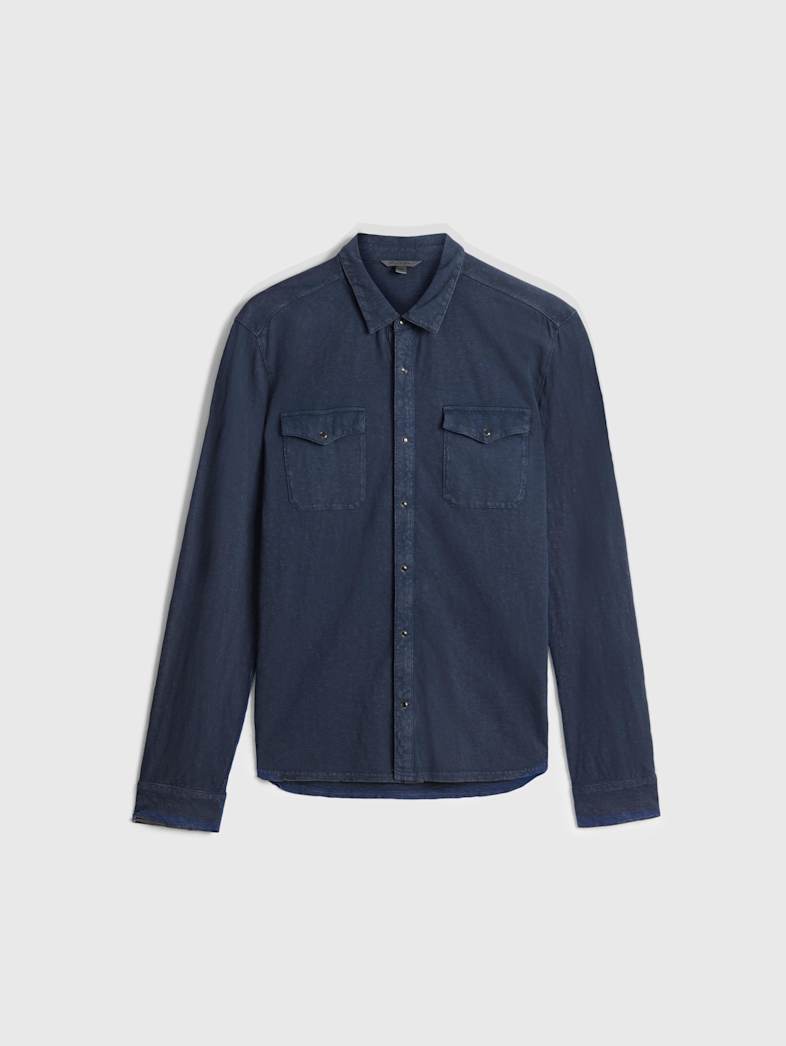 john varvatos ARVON WESTERN SHIRT Clothing Featured JV ESSENTIALS ARVON WESTERN SHIRT PACIFIC