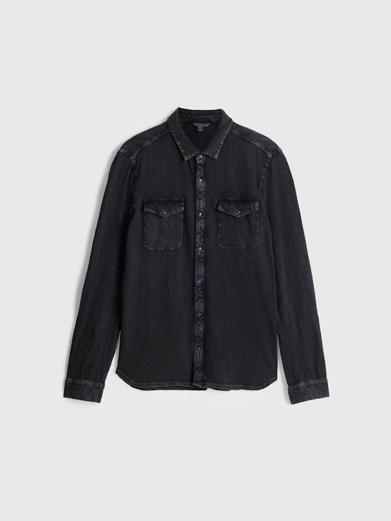 john varvatos ARVON WESTERN SHIRT Clothing Featured JV ESSENTIALS ARVON WESTERN SHIRT CHARCOAL