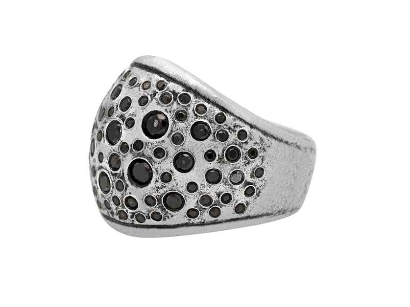 john varvatos BAND RING WITH BLACK DIAMONDS NO COLOR