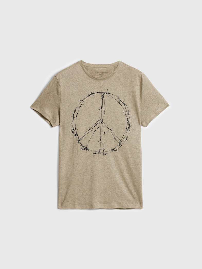 john varvatos BARBED WIRE PEACE TEE Outlet Outlet Tops BARBED WIRE PEACE TEE CANVAS