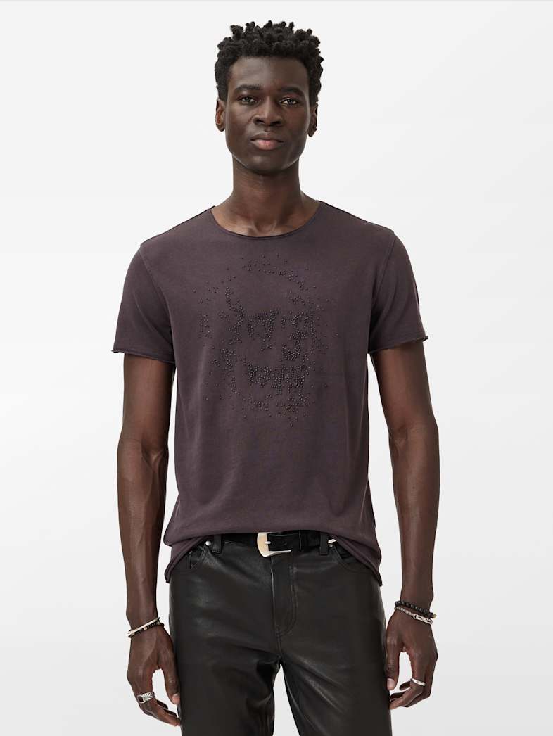John Varvatos BEADED SKULL TEE Clothing Tops Graphic Tees BEADED SKULL TEE OXBLOOD
