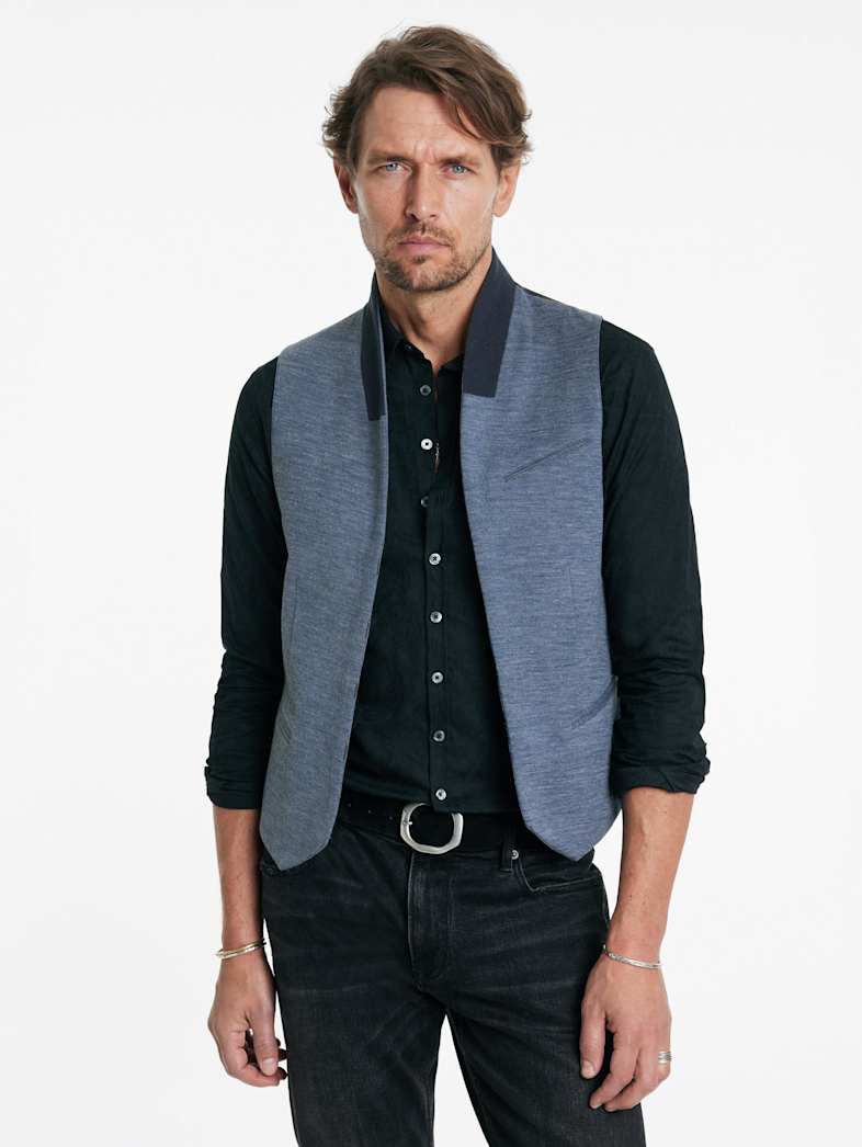 John Varvatos BELTON VEST Outlet Outlet Leather & Outerwear BELTON VEST POWDER BLUE