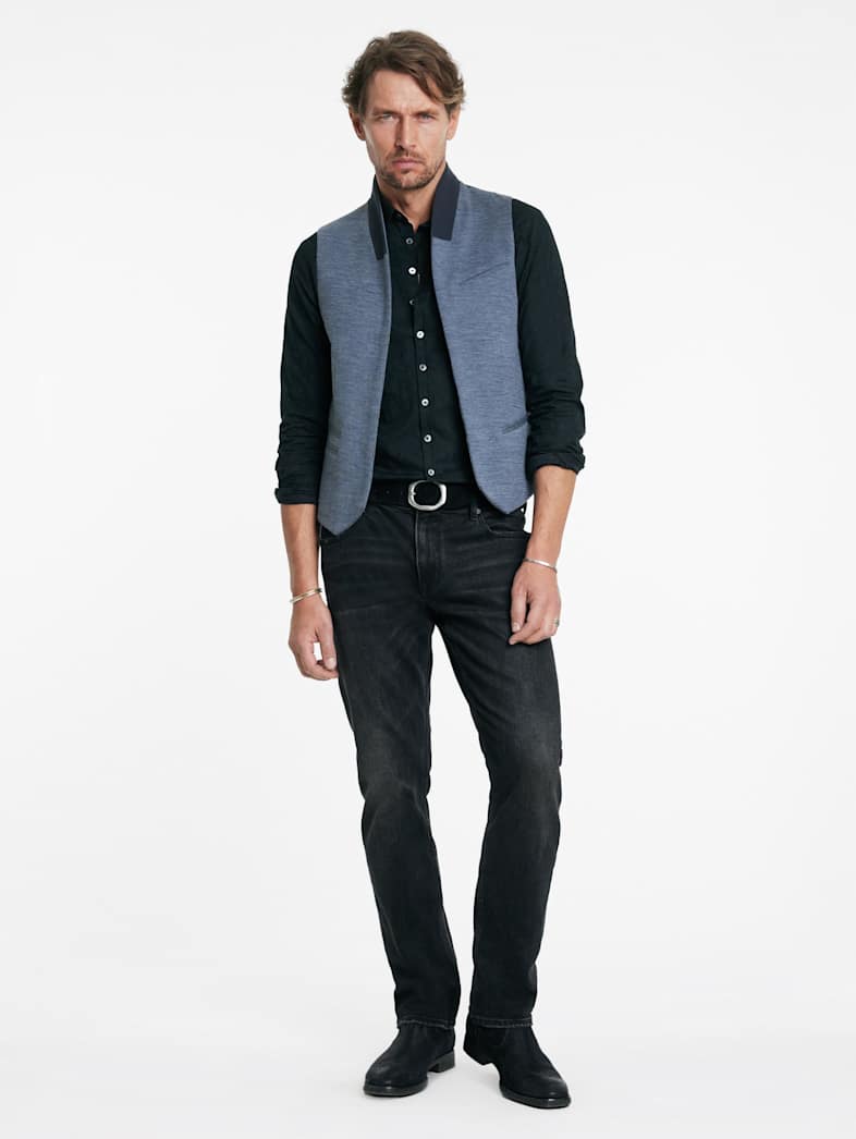 John Varvatos BELTON VEST Outlet Outlet Leather & Outerwear BELTON VEST POWDER BLUE