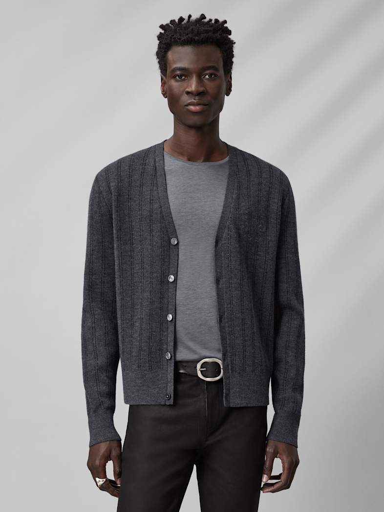 John Varvatos BIELLA CARDIGAN Clothing Tops Sweaters BIELLA CARDIGAN DEEP CHARCOAL