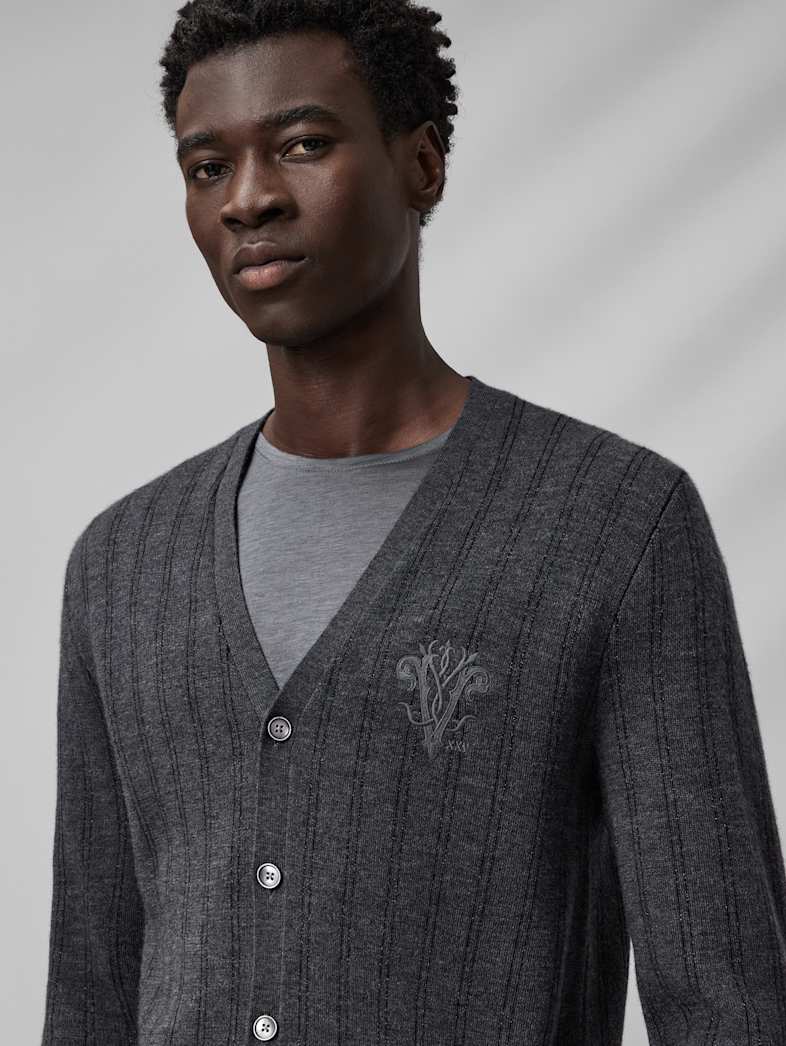 John Varvatos BIELLA CARDIGAN Clothing Tops Sweaters BIELLA CARDIGAN DEEP CHARCOAL