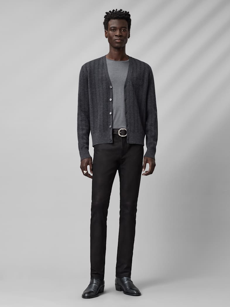 John Varvatos BIELLA CARDIGAN Clothing Tops Sweaters BIELLA CARDIGAN DEEP CHARCOAL