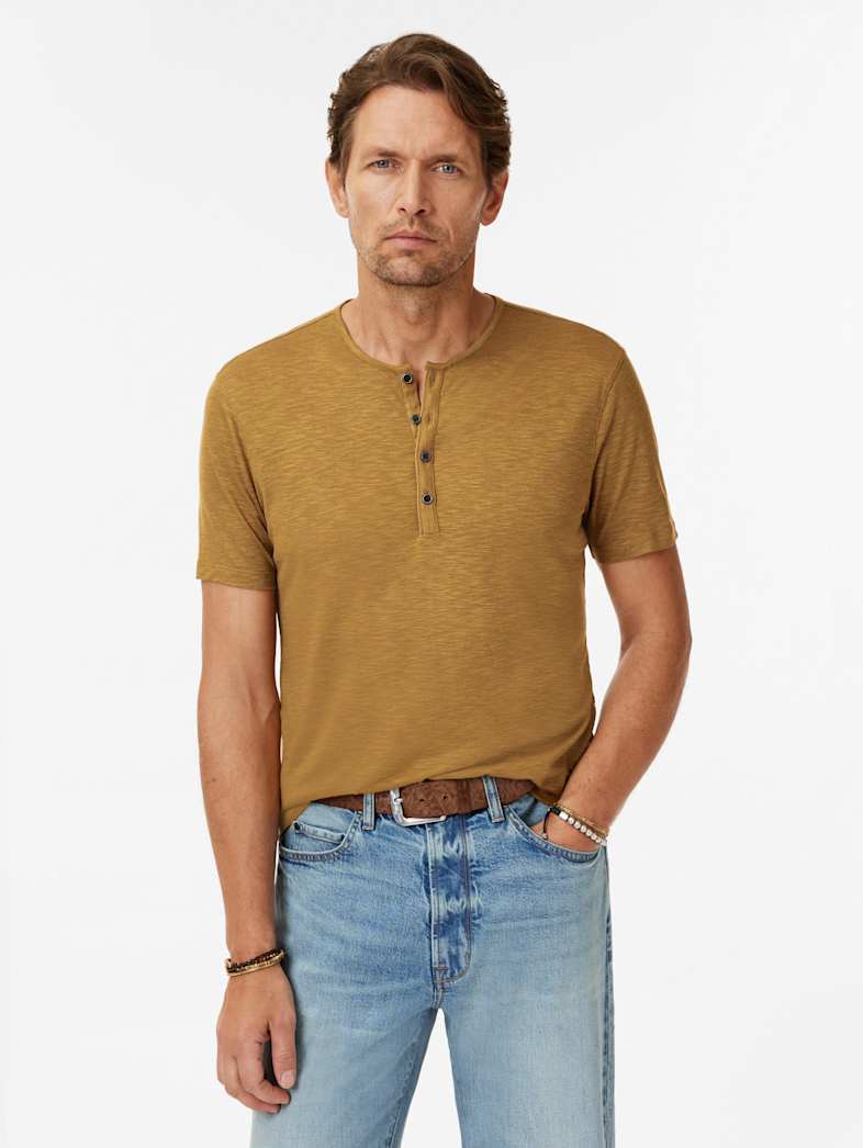 John Varvatos BIELLO HENLEY Clothing Tops Henleys BIELLO HENLEY JUTE
