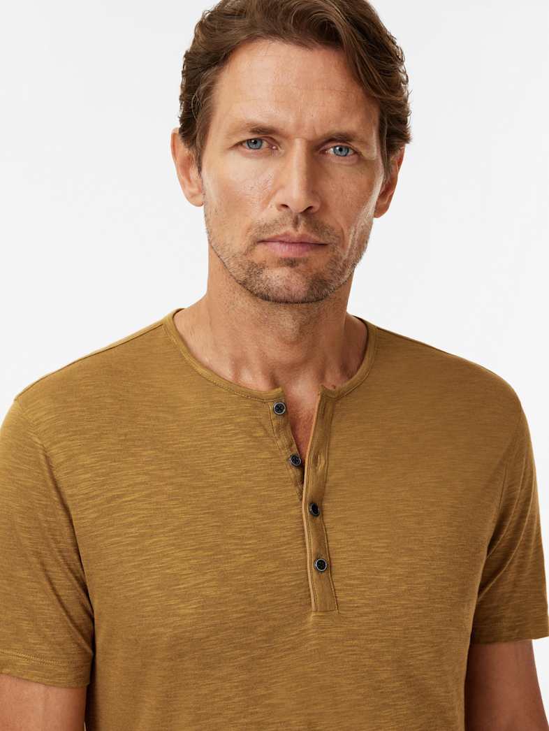 John Varvatos BIELLO HENLEY Clothing Tops Henleys BIELLO HENLEY JUTE